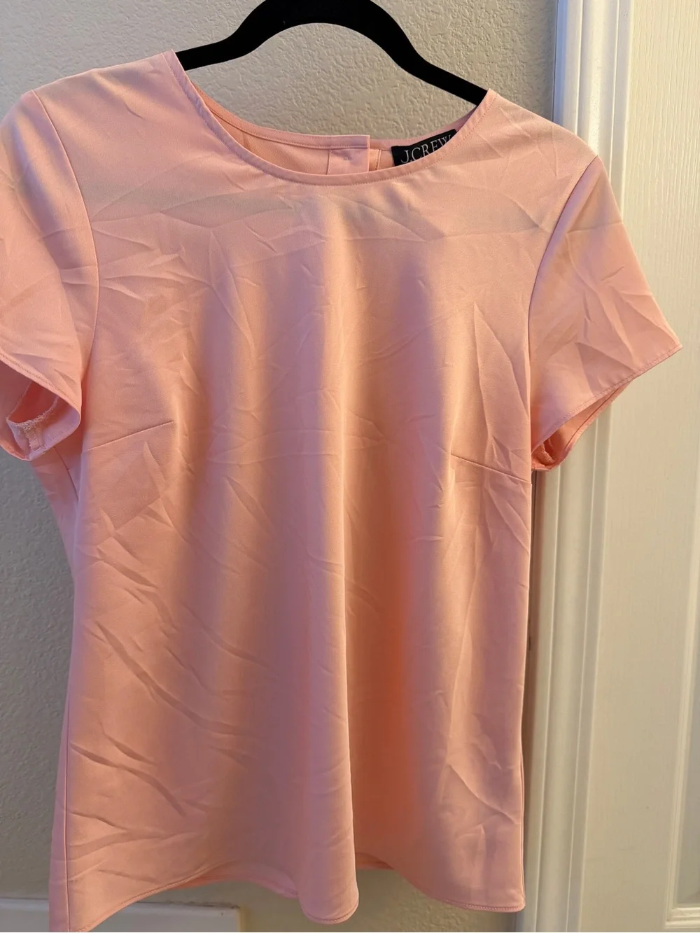 J. Crew Light Pink Short-Sleeve Satin Tee